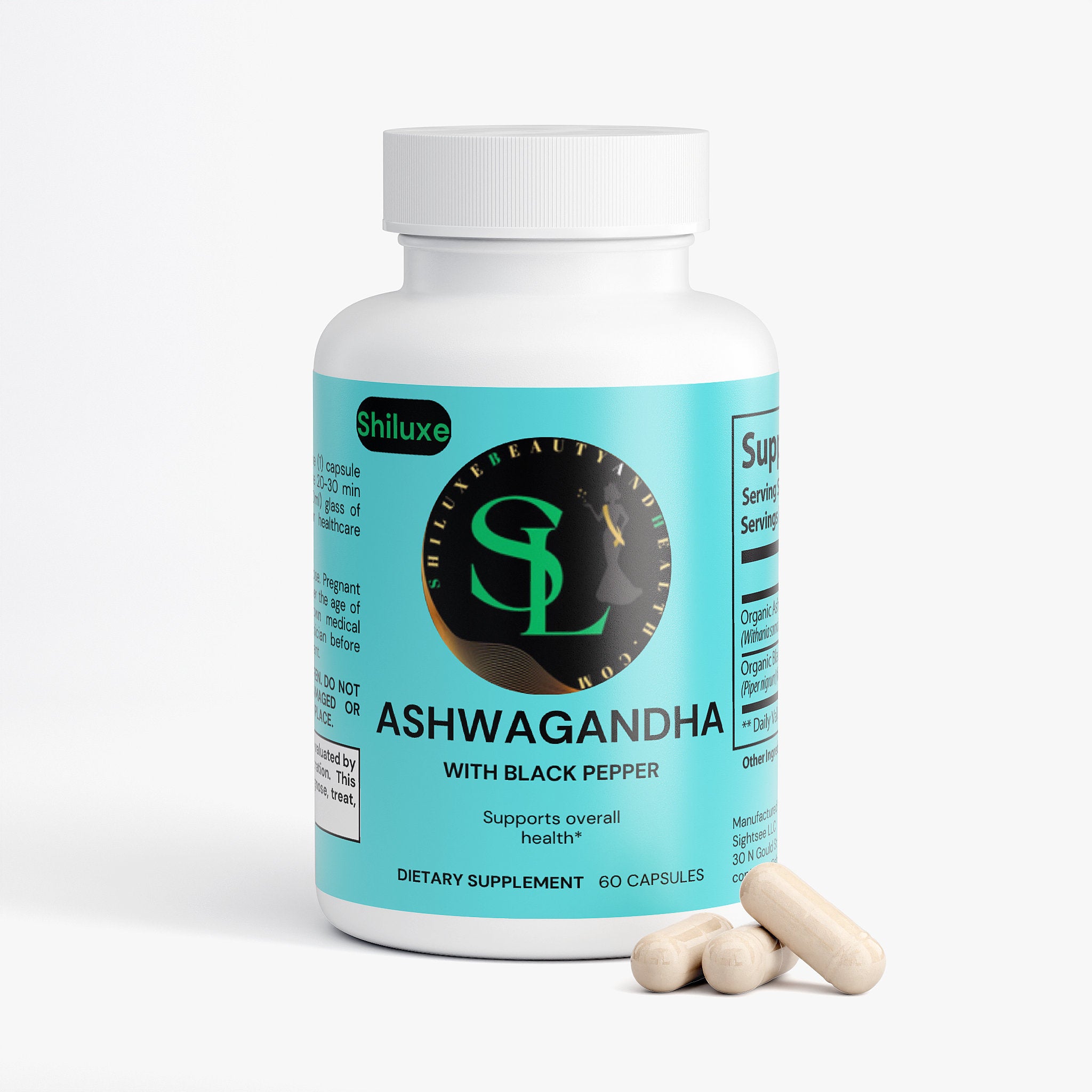 Ashwagandha With Black Pepper - Supports Overall Health. Dietary supplement 60 Capsules