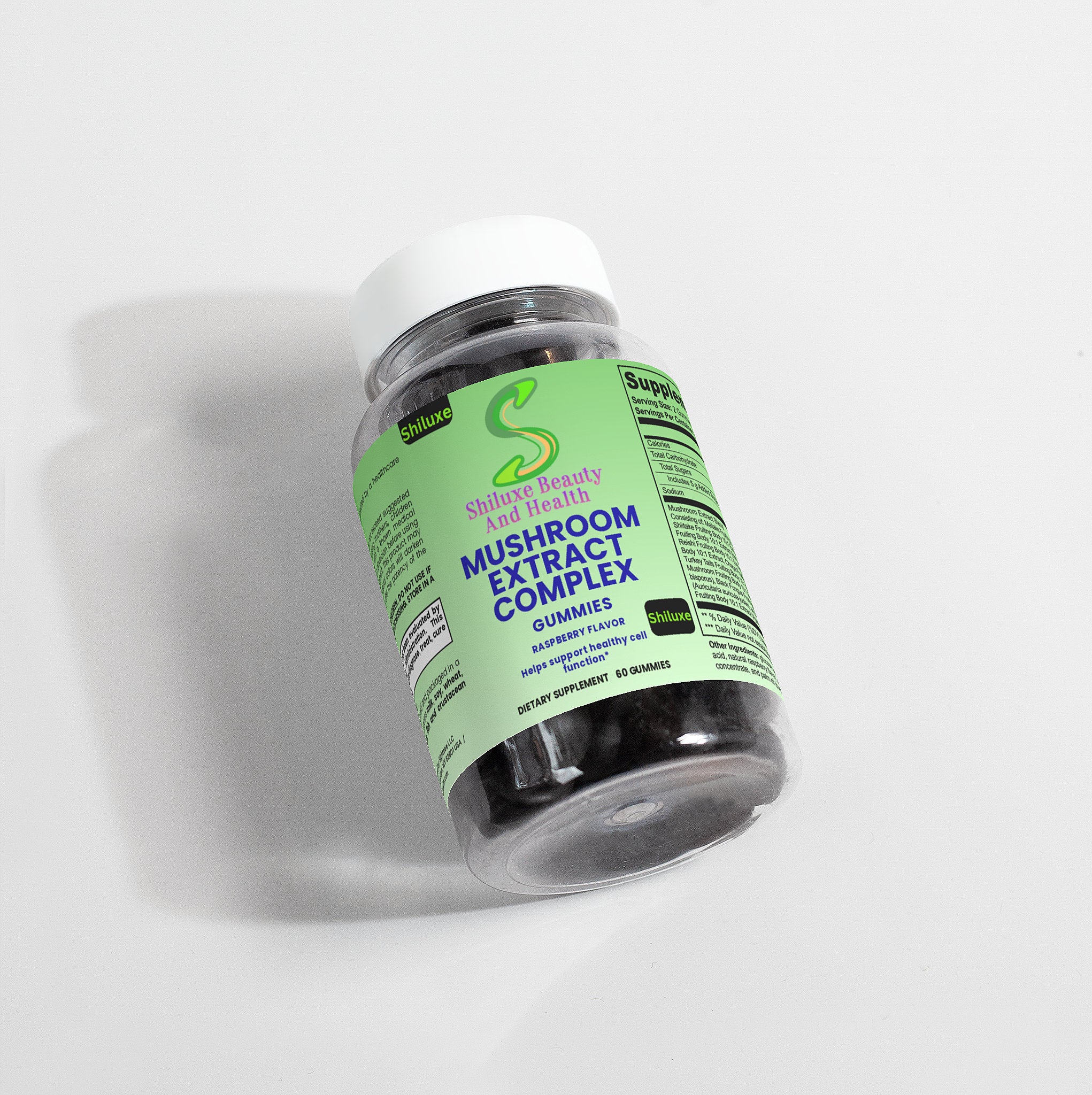 Mushroom Extract Complex Gummies, Raspberry flavor, Dietary supplement 60 Gummies, Made in USA, 136 g