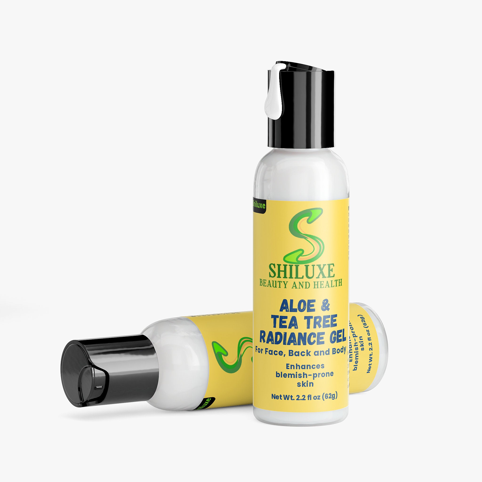 Aloe & Tea Tree Radiance Acne Treatment Gel For face, Back & Body, Made in The USA / 2,2 Fl Oz