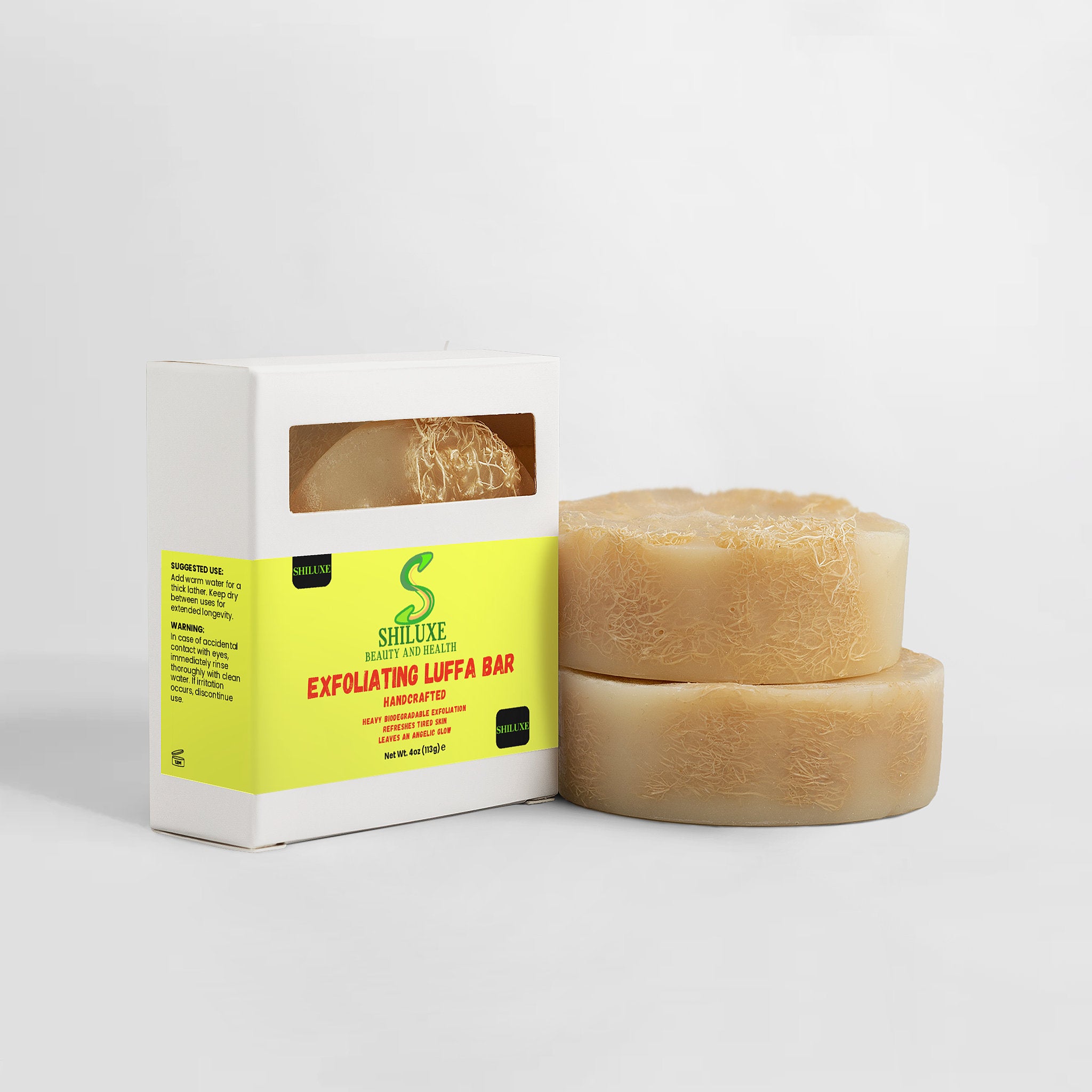 Exfoliating Luffa Bar, Refreshes tired Skin, leaves an angelic glow, 4 Oz