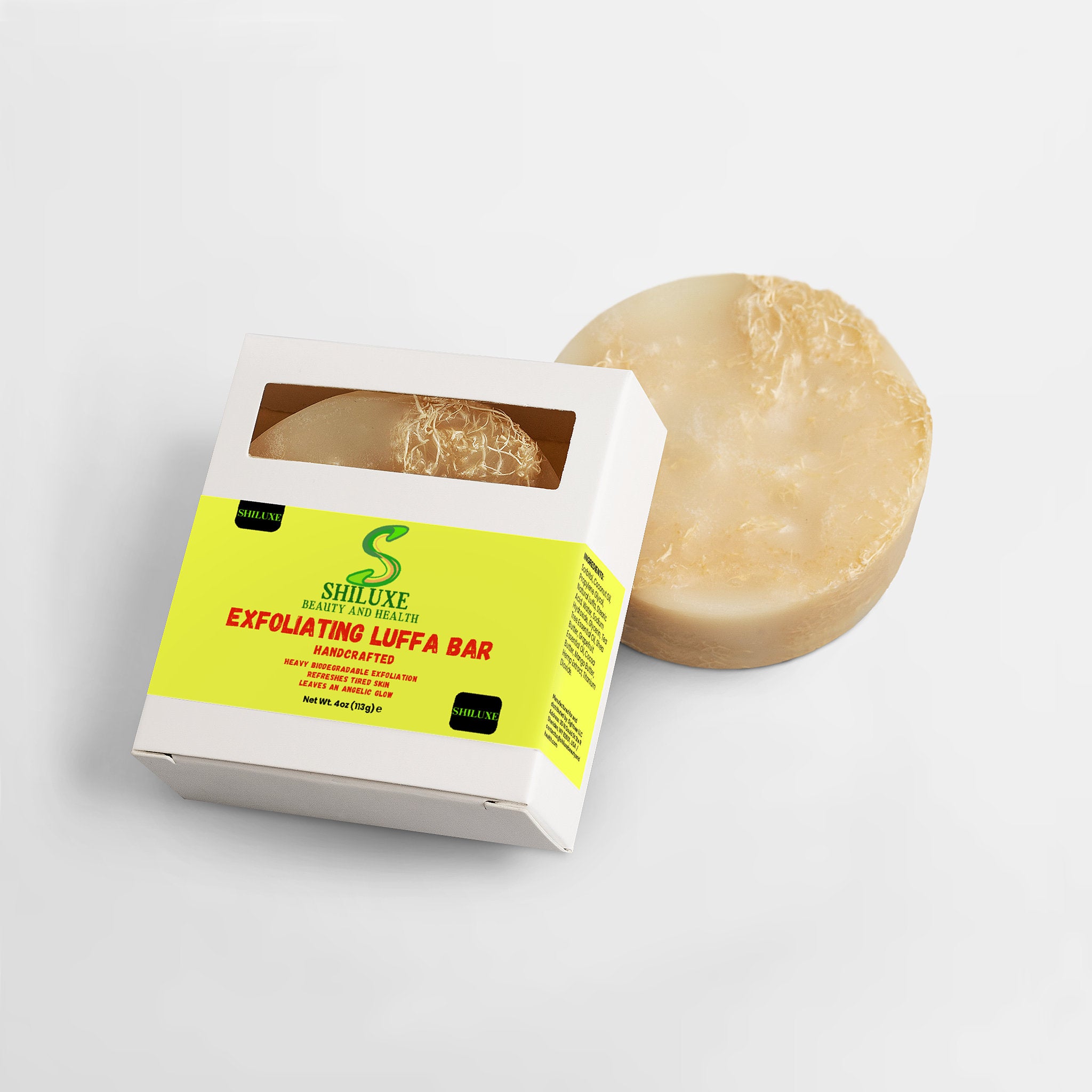 Exfoliating Luffa Bar, Refreshes tired Skin, leaves an angelic glow, 4 Oz