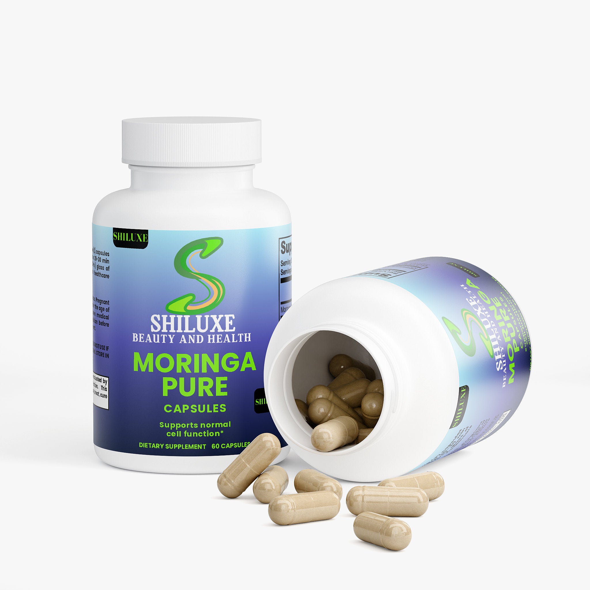Moringa Pure Capsules, Supports Normal Cell Function, Dietary Supplement, Made in USA, 60 Capsules