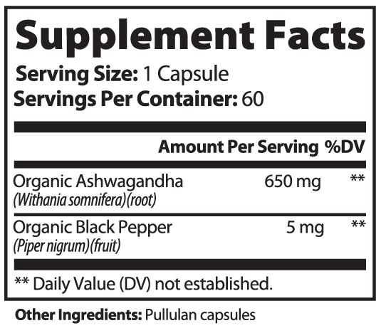Ashwagandha With Black Pepper - Supports Overall Health. Dietary supplement 60 Capsules