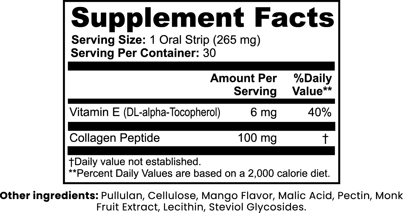 Beauty + Collagen Strips, Mango Flavor, Supports Healthy Skin, Dietary Supplement, 30 Oral Strips