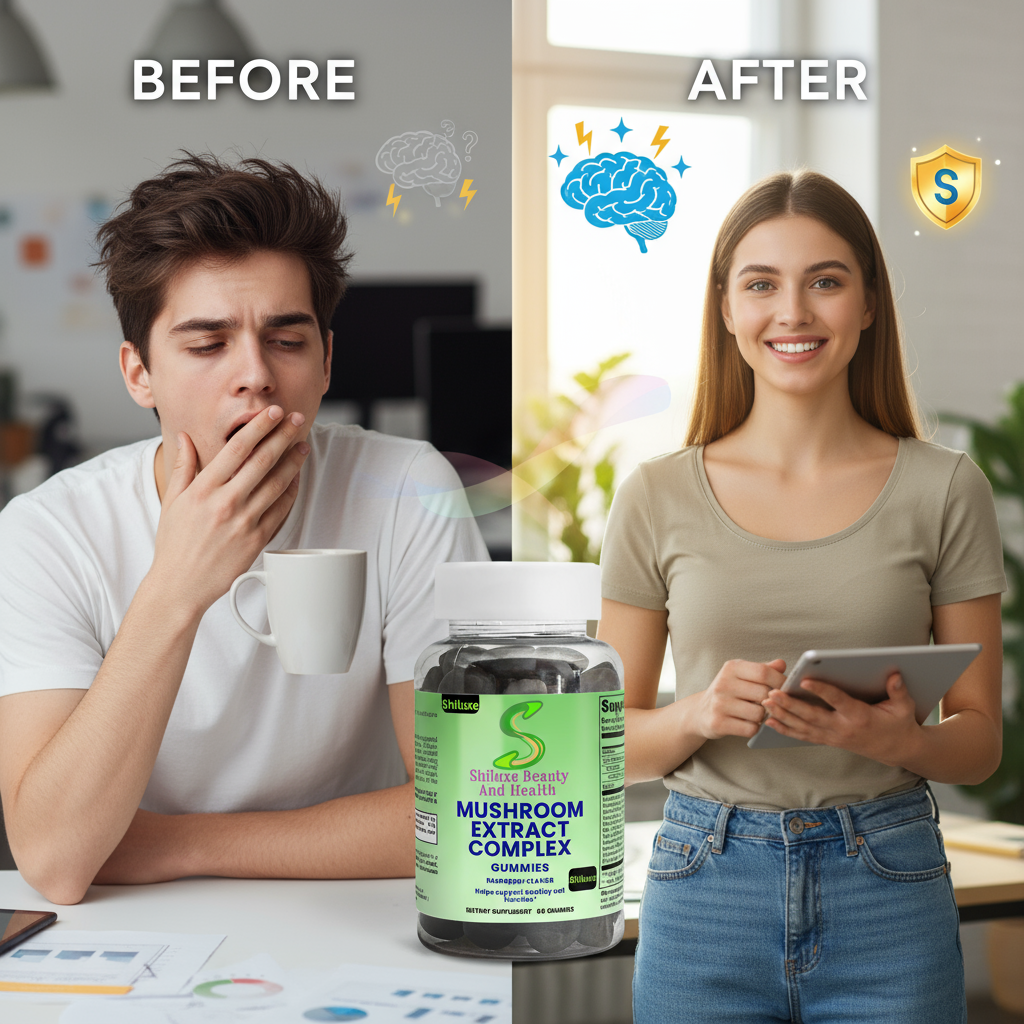 Before and After with Shiluxe Mushroom Gummies