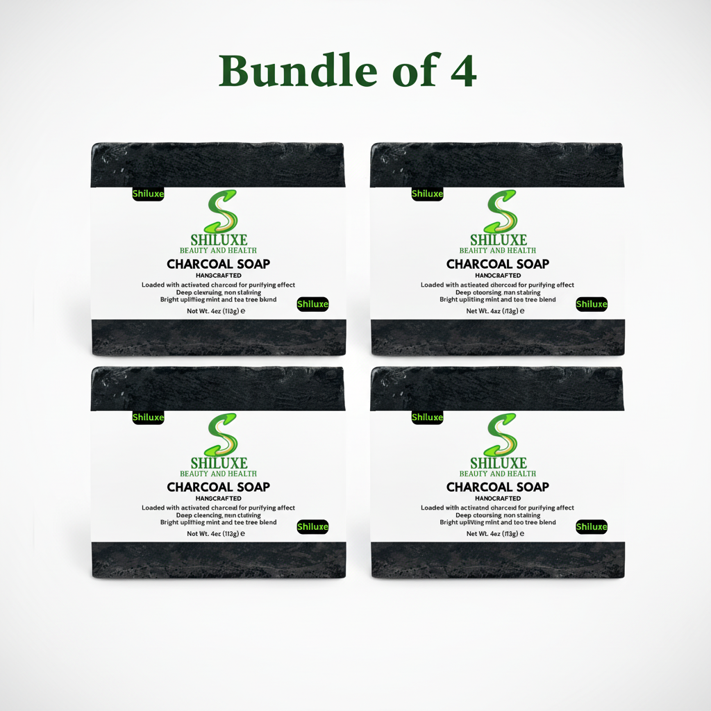 Charcoal Soap Bundle of 4 - Dark Green Times New Roman
