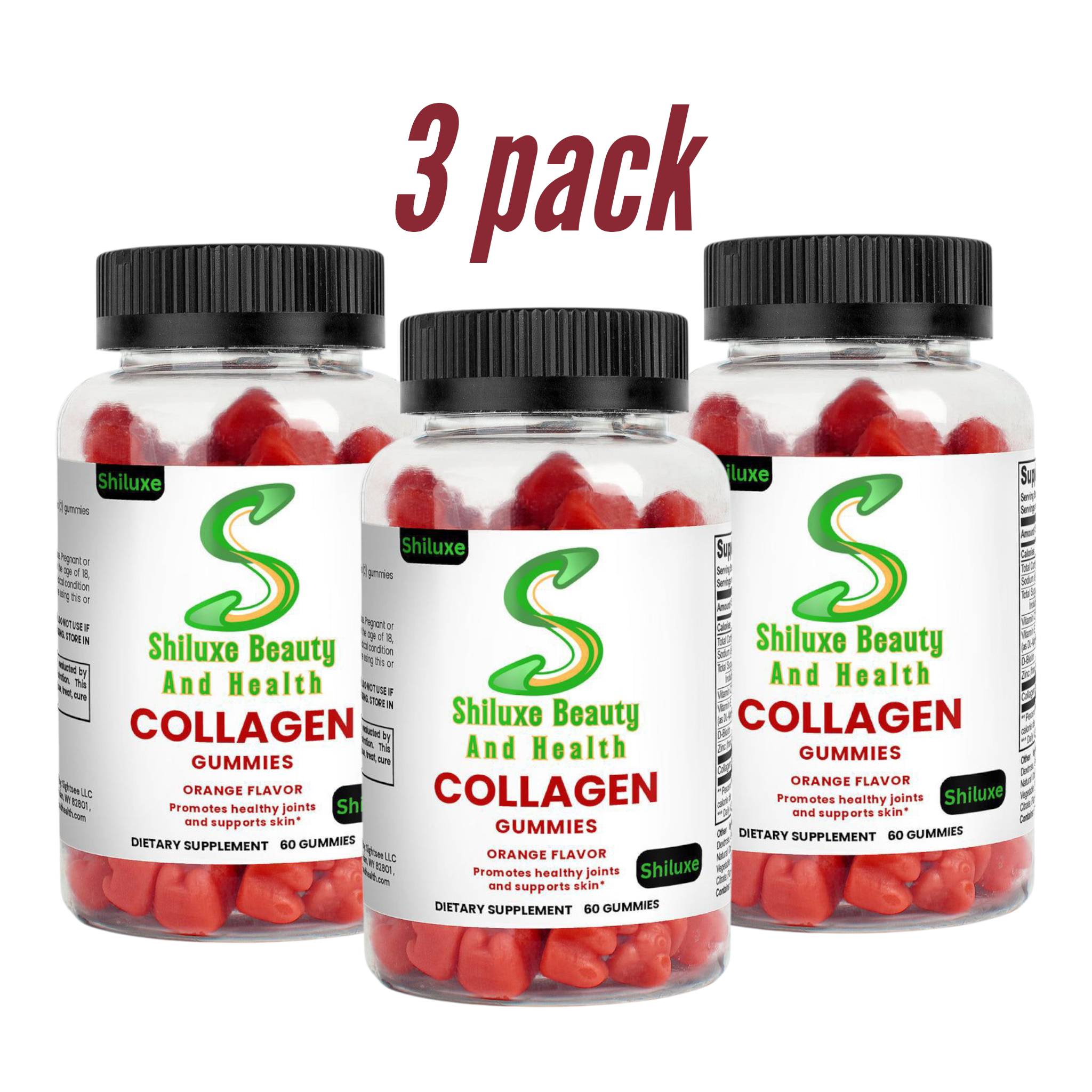 Collagen Gummies (Adult)- Perfect replacement for traditional Sugar Gummies for Body & Immune system. Dietary supplement 60 Gummies, Pack of 3